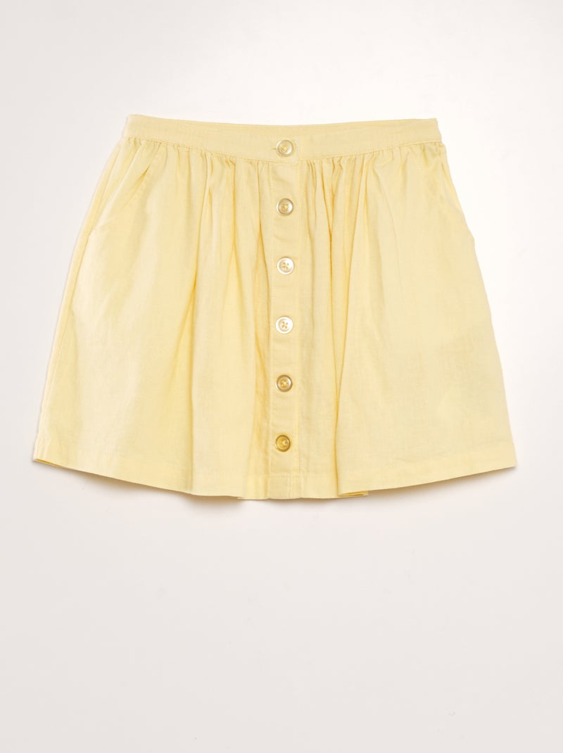 Saia de linho com botões AMARELO - Kiabi