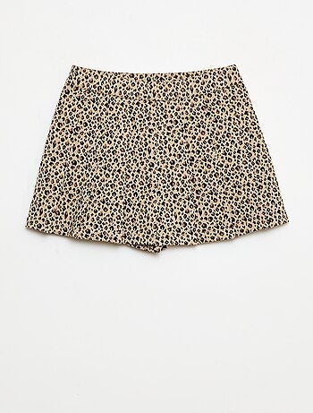 Saia de malha com estampa de leopardo