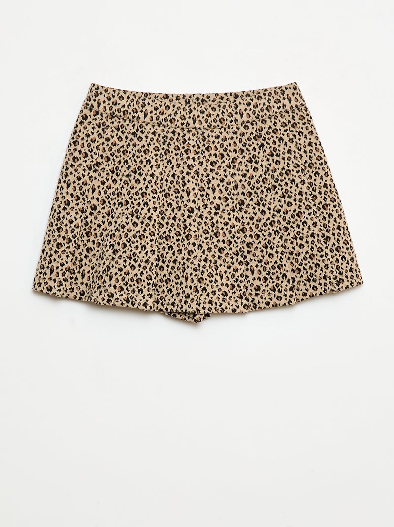 Saia de malha com estampa de leopardo Bege - Kiabi