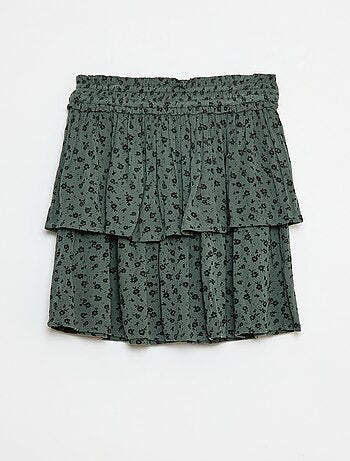 Saia de malha crepe com estampado floral