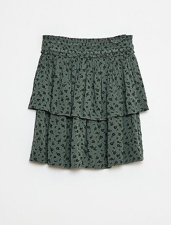 Saia de malha crepe com estampado floral
