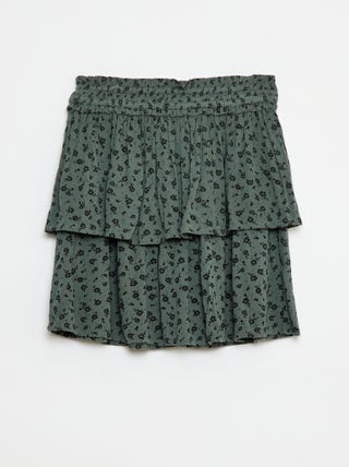 Saia de malha crepe com estampado floral