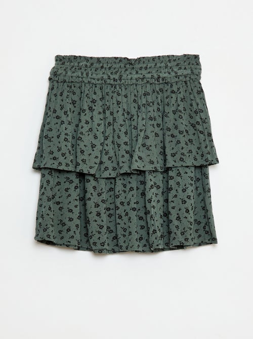 Saia de malha crepe com estampado floral - Kiabi