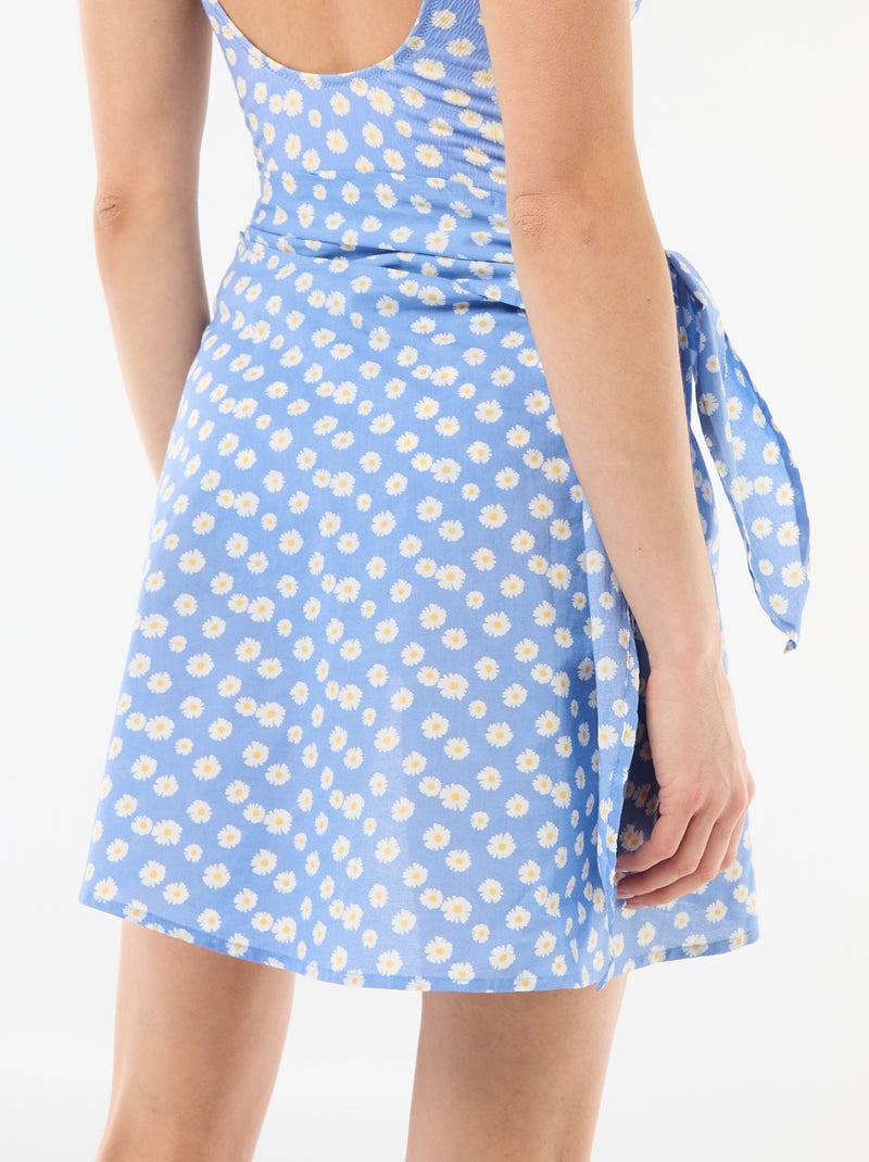 Saia de praia estampada com nó Azul - Kiabi