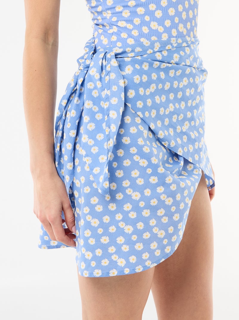 Saia de praia estampada com nó Azul - Kiabi