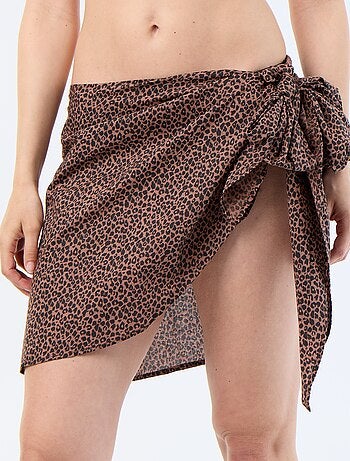 Saia de praia estampada com nó