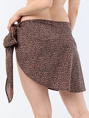 Saia de praia estampada com nó