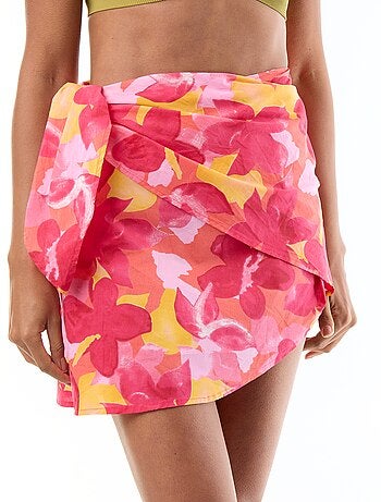 Saia de praia estampada com nó