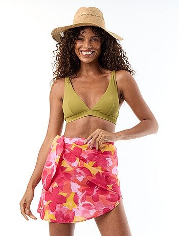 Saia de praia estampada com nó