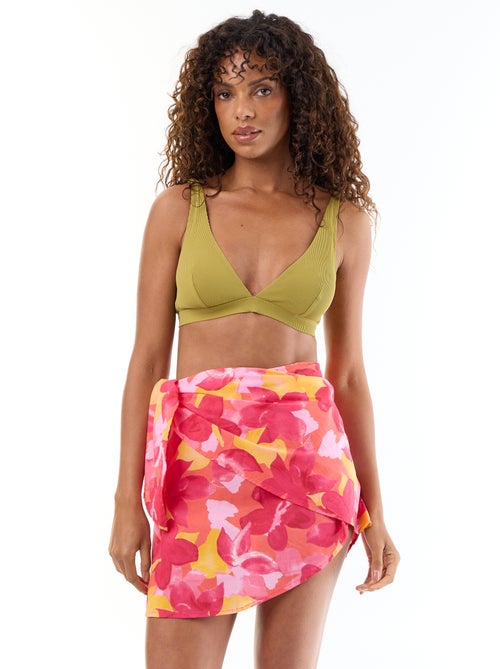 Saia de praia estampada com nó - Kiabi