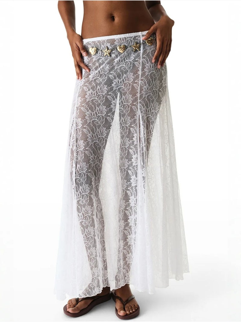Saia de renda feminina penti Branco - Kiabi