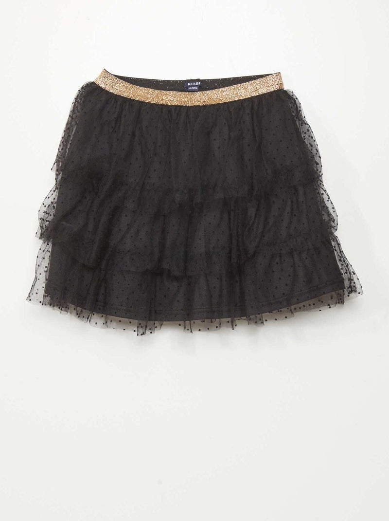 Saia de tule com motivo às bolinhas PRETO - Kiabi