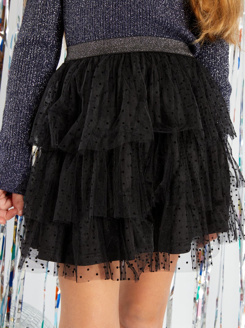 Saia de tule com motivo às pintas PRETO - Kiabi