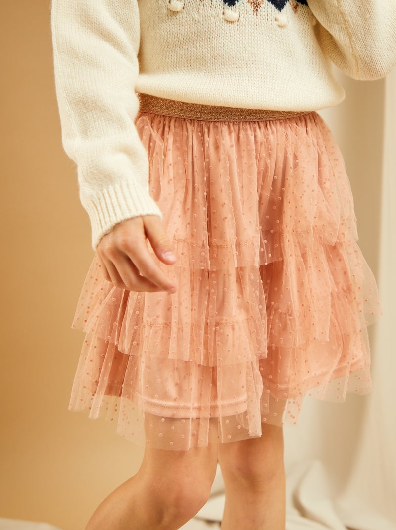 Saia de tule com motivo às pintas ROSA - Kiabi
