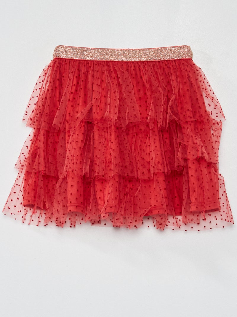 Saia de tule com motivo às pintas VERMELHO - Kiabi