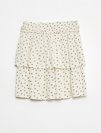 Saia de malha crepe com estampado floral