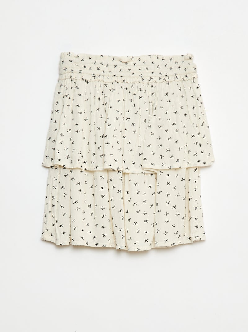 Saia em malha crepe com estampado floral Bege - Kiabi