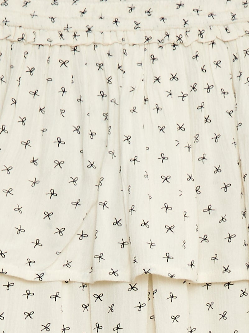 Saia em malha crepe com estampado floral Bege - Kiabi