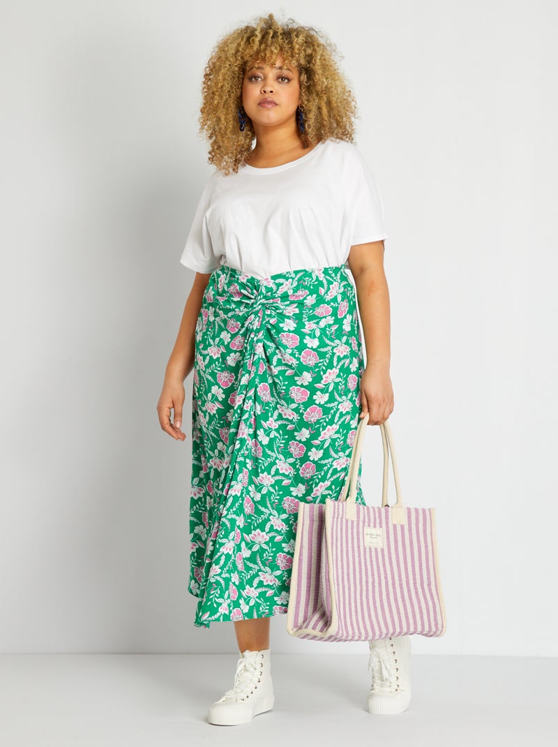 Saia em malha crepe com estampado VERDE - Kiabi
