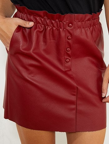 Saia em pele sintética com cintura franzida - Kiabi