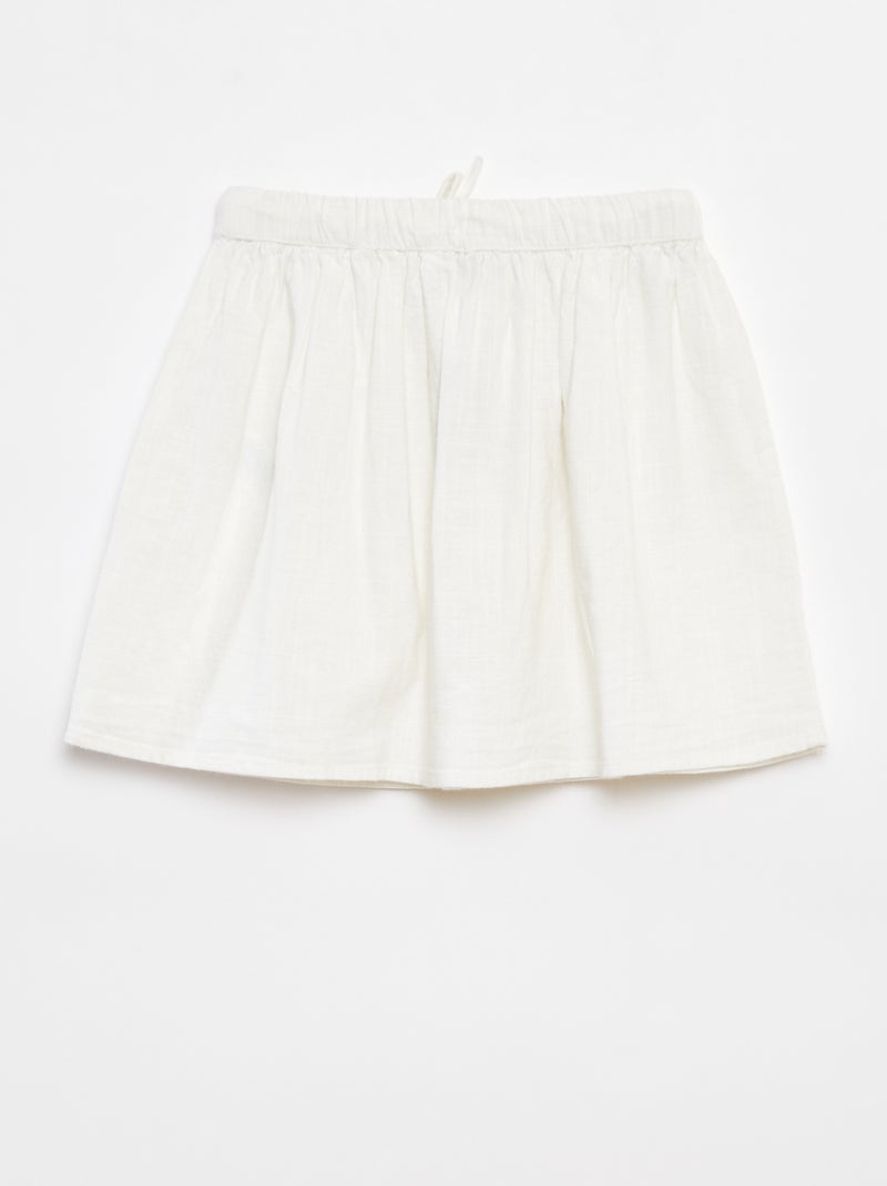 Saia em tecido leve com 2 bolsos revestidos com bordados Branco - Kiabi