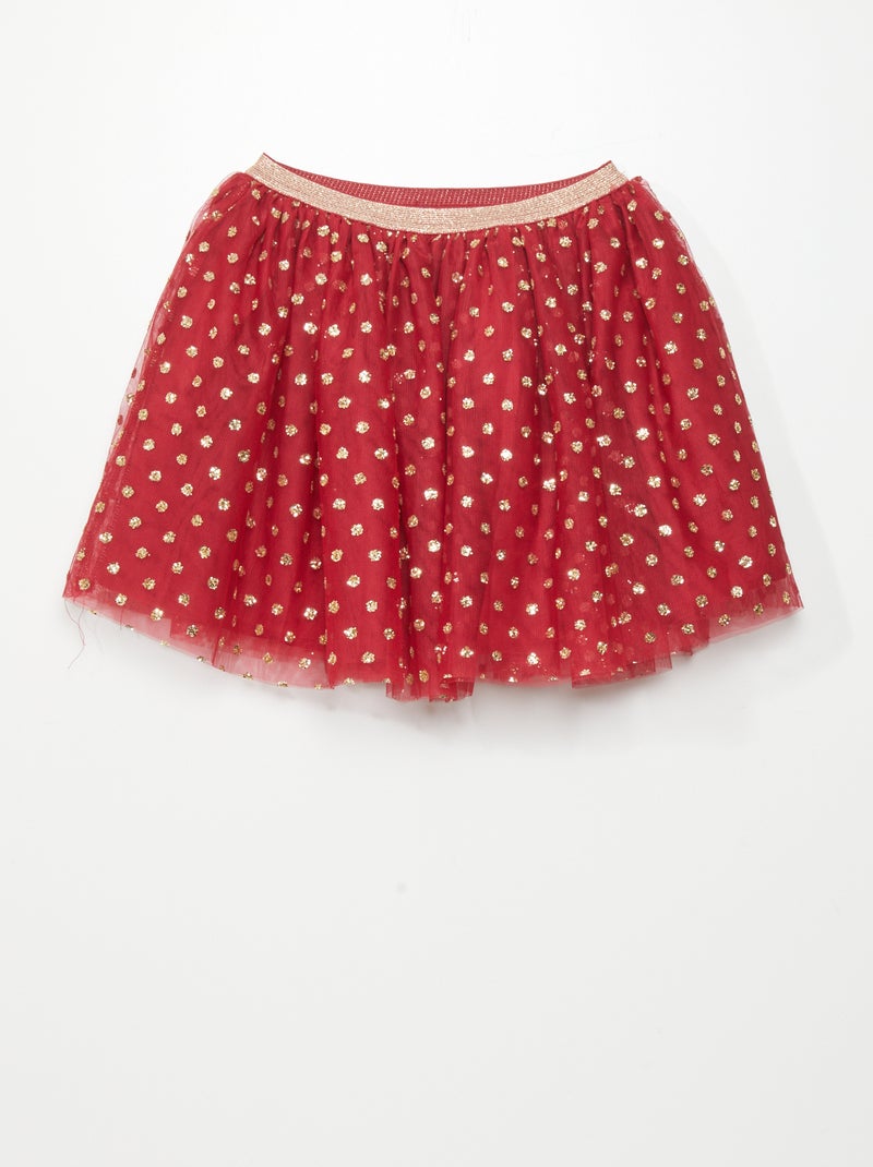 Saia em tule a ponto cheio VERMELHO - Kiabi