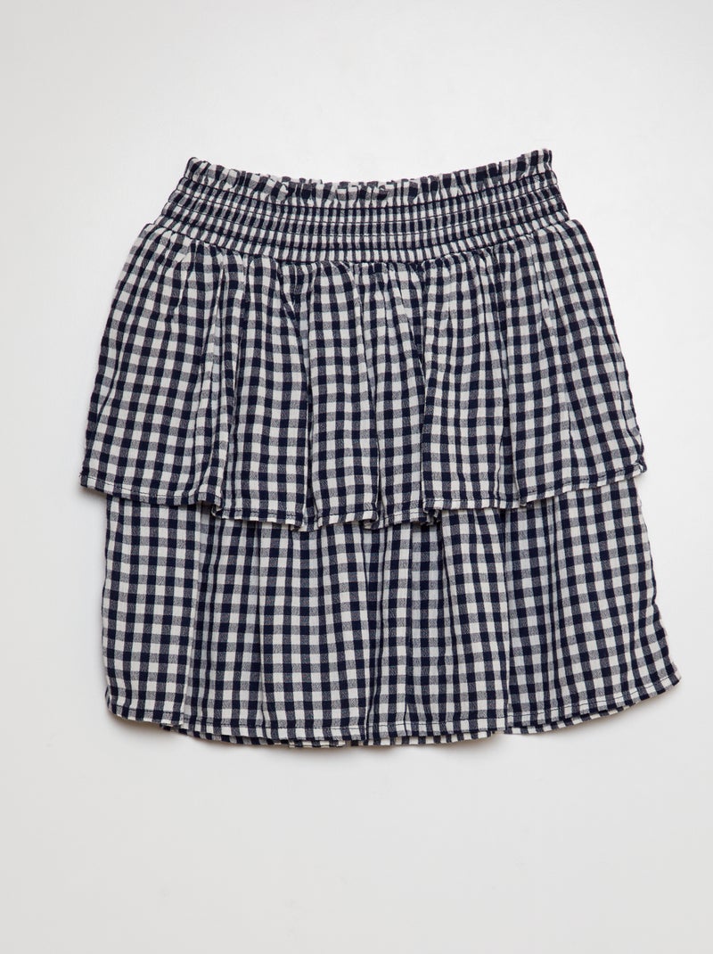 Saia estampada com folhos AZUL - Kiabi