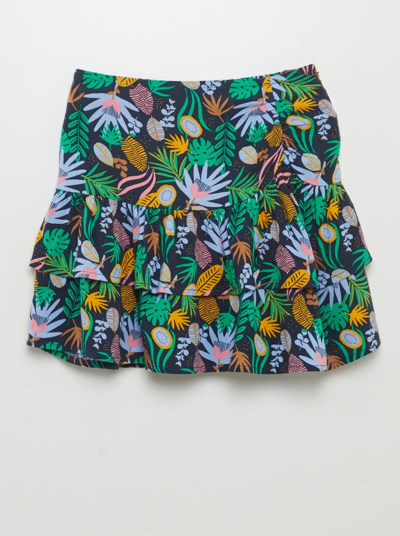Saia estampada com folhos AZUL - Kiabi