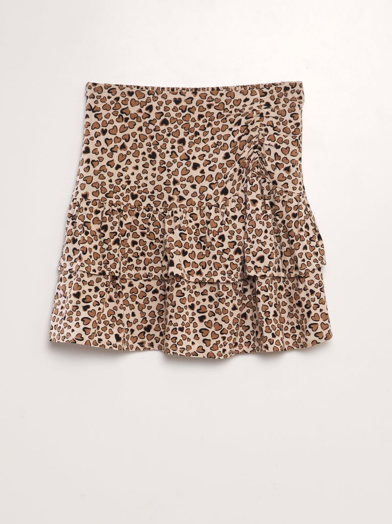 Saia estampada com folhos BEGE - Kiabi