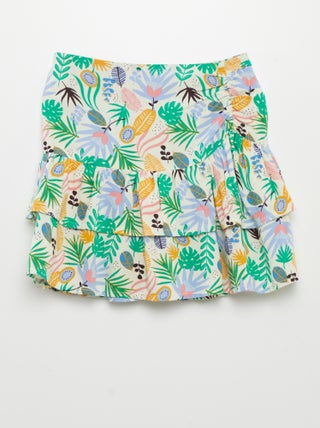 Saia estampada com folhos