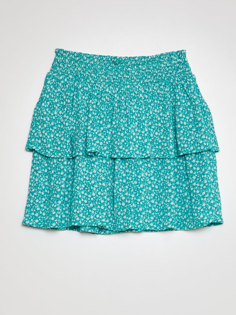 Saia estampada com folhos VERDE - Kiabi