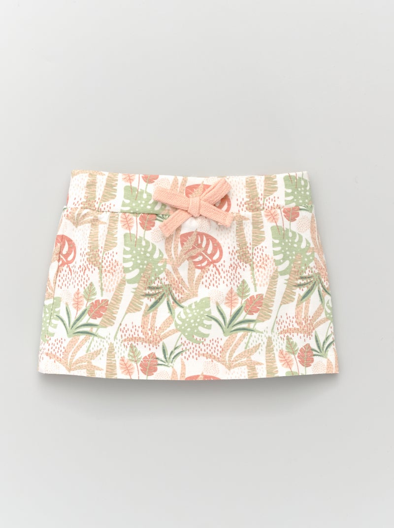 Saia estampada em jersey Branco/ Rosa - Kiabi