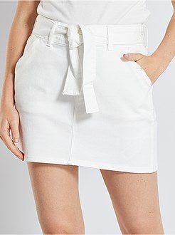 Saia estilo paper bag em sarja de algodão - Kiabi