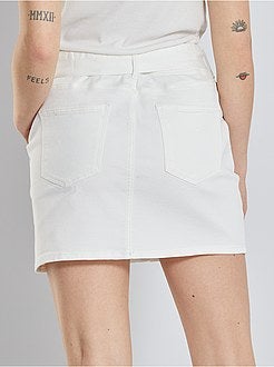 Saia estilo paper bag em sarja de algodão - Kiabi