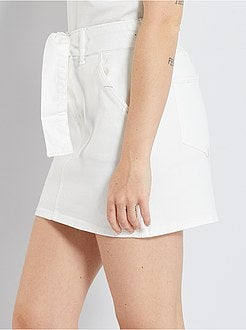 Saia estilo paper bag em sarja de algodão - Kiabi