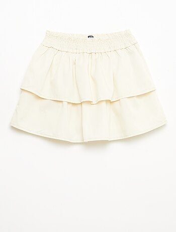 Saia evasé com cintura elástica em algodão