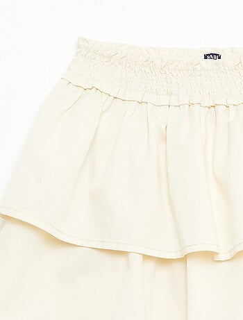 Saia evasé com cintura elástica em algodão