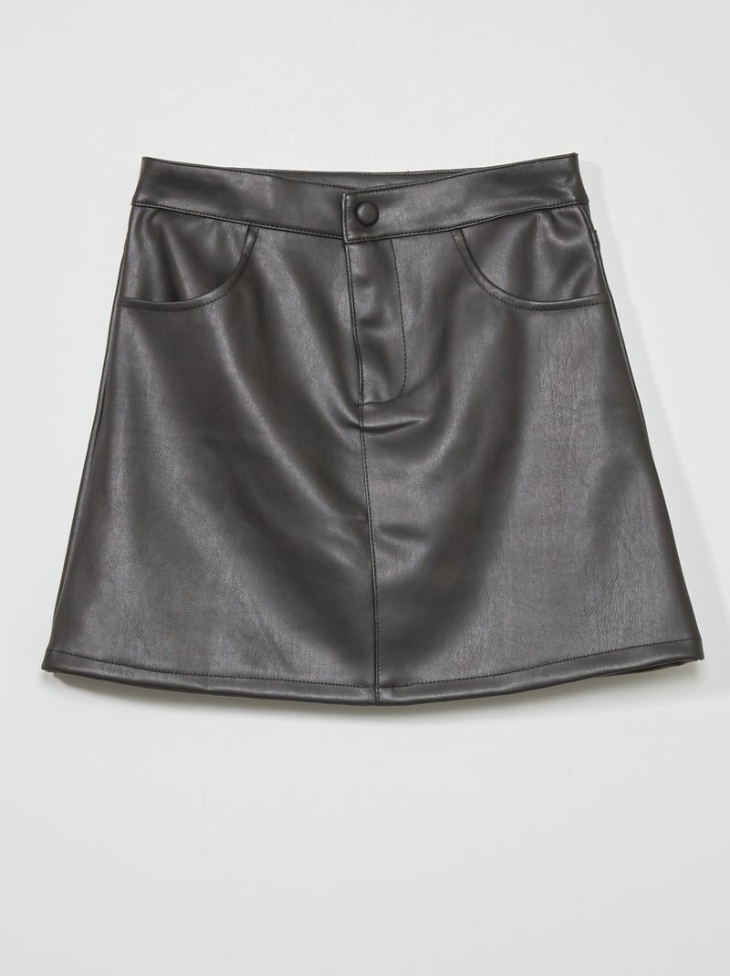 Saia evasé em PVC Preto - Kiabi