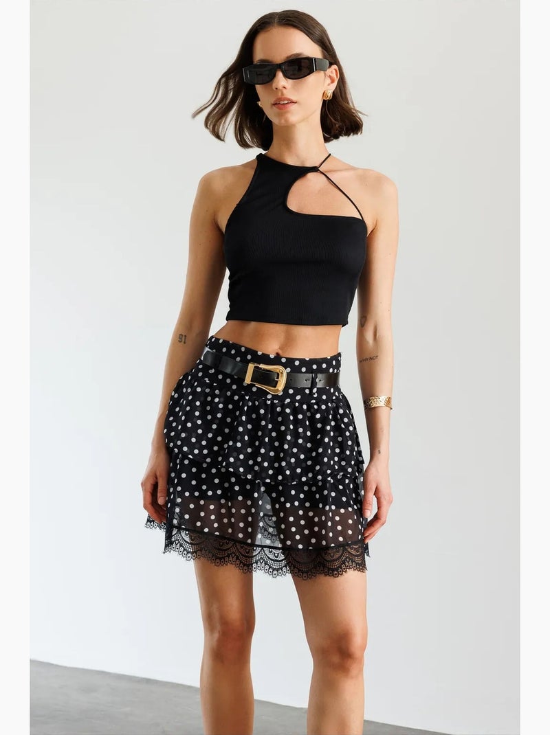 Saia feminina mixray Preto - Kiabi