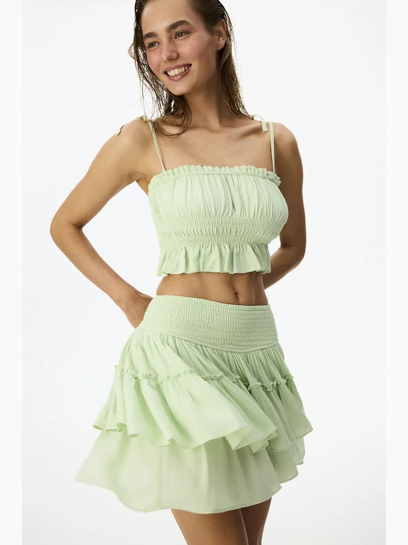Saia feminina somer com folho penti Verde menta - Kiabi