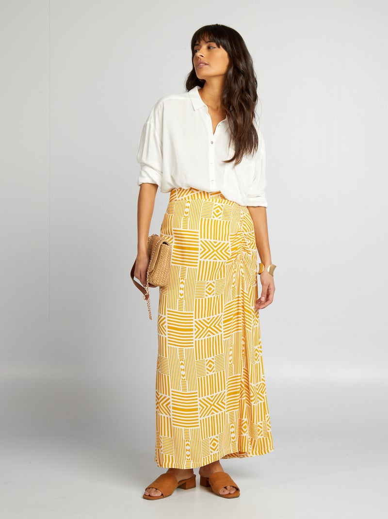 Saia fluida em tecido crepe AMARELO - Kiabi