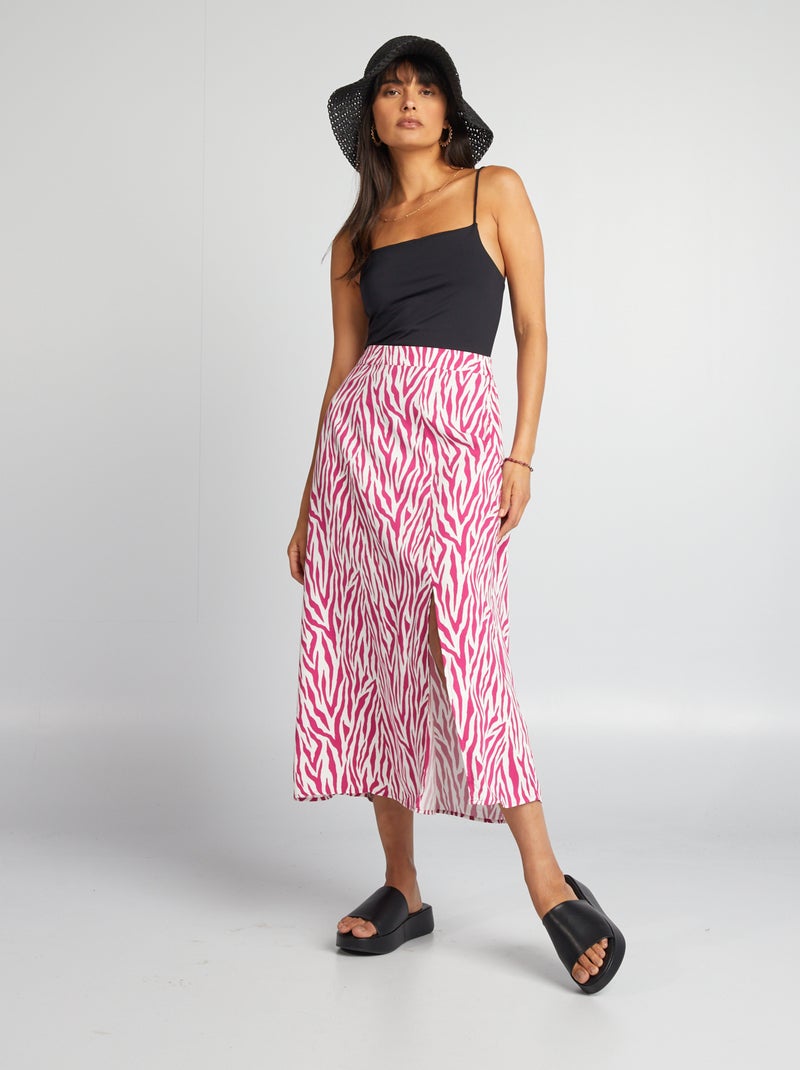 Saia fluida midi estampada ROSA - Kiabi