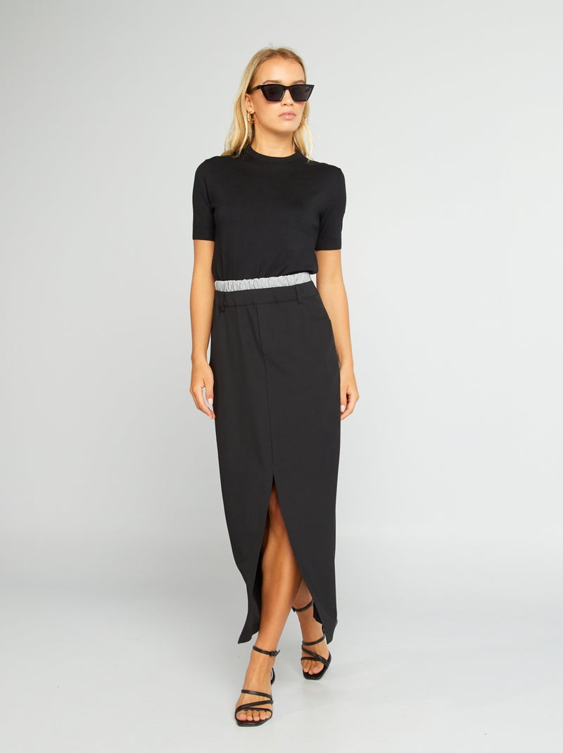 Saia lápis com efeito de roupa interior Preto - Kiabi