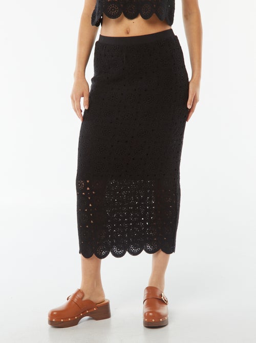 Saia lápis comprida em macramé - Kiabi