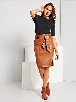 Saia lápis em pele sintética - Kiabi