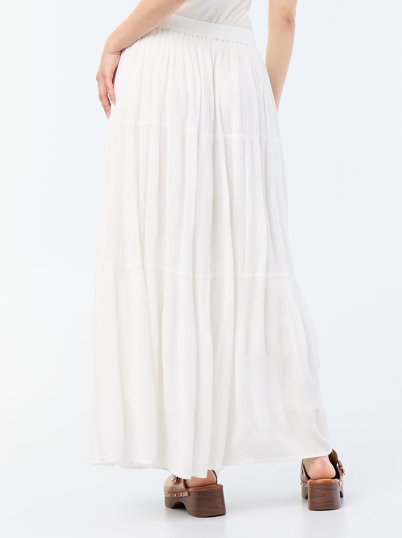 Saia lisa com folhos Branco - Kiabi
