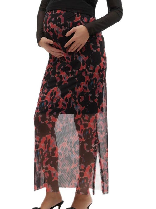 Saia Mamalicious Lella para Mulher - Preto/Vermelho - Kiabi Saia Mamalicious Lella para Mulher - Preto/Vermelho - Kiabi