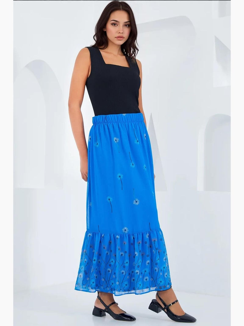 Saia maxi com estampado floral bdart Azul-cobalto - Kiabi