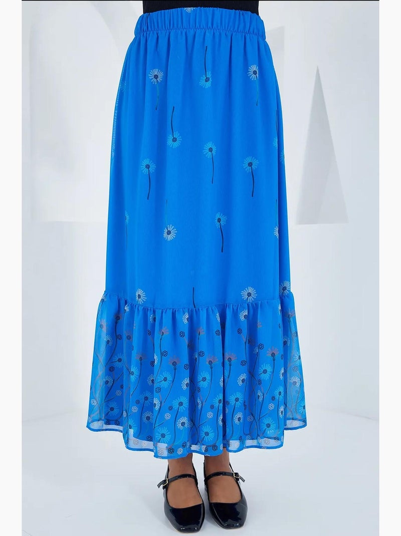 Saia maxi com estampado floral bdart Azul-cobalto - Kiabi