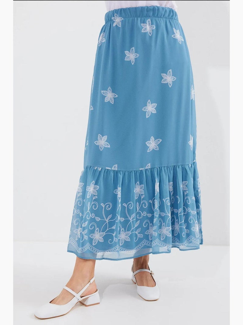 Saia maxi com estampado floral bdart Azul-safira - Kiabi